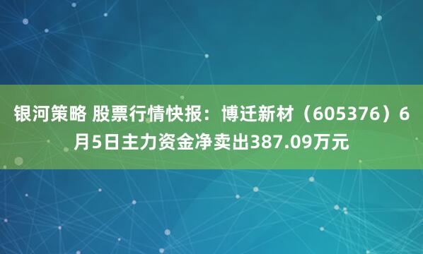 银河策略 股票行情快报：博迁新材（605376）6月5日主力资金净卖出387.09万元
