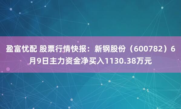盈富忧配 股票行情快报：新钢股份（600782）6月9日主力资金净买入1130.38万元